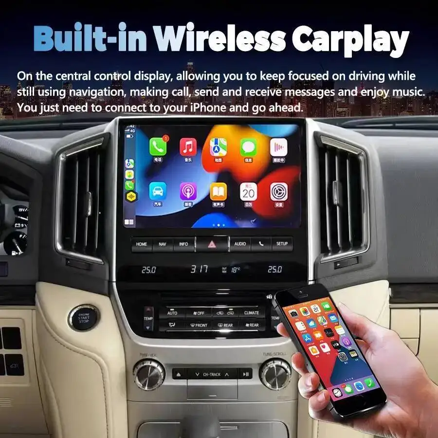 Android Screen Car GPS Navigation For Toyota Lands Cruiser LC200 LC300 2008-2022 Carplay Multimedia Video Player Auto Stereo