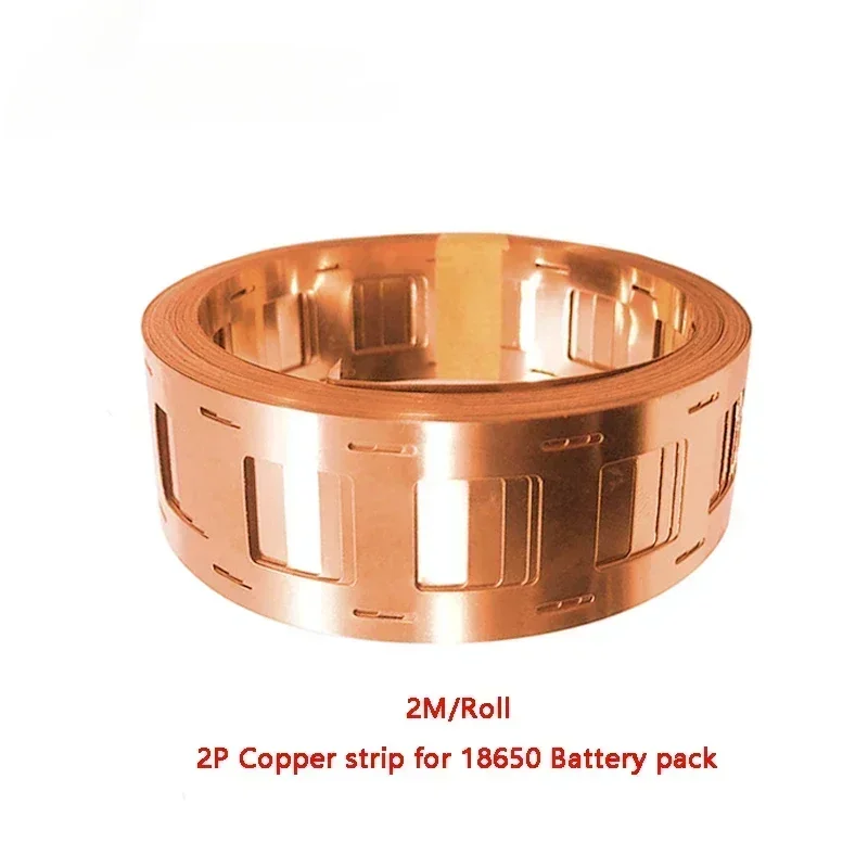 2m/roll Copper 2p For 18650 Li Battery Pack Size 0.20x27/25.5mm Copper Strip Battery Li-ion Batteries Battery Accessories