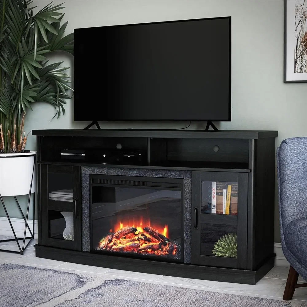 

Barrow Creek Fireplace TV Stand for TVs up to 60 Inch, Replaceable Electric Fireplace Insert Heater, Remote Control, Timer,