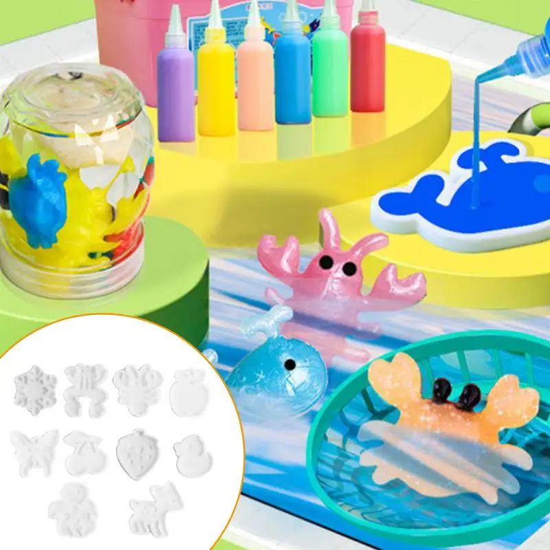 Kit per animali domestici fata dell'acqua Kit gel fatto a mano Kit giocattolo fata magica Kit artigianale creativo con 10 stampi 3D Giocattoli per mastice animale per bambini