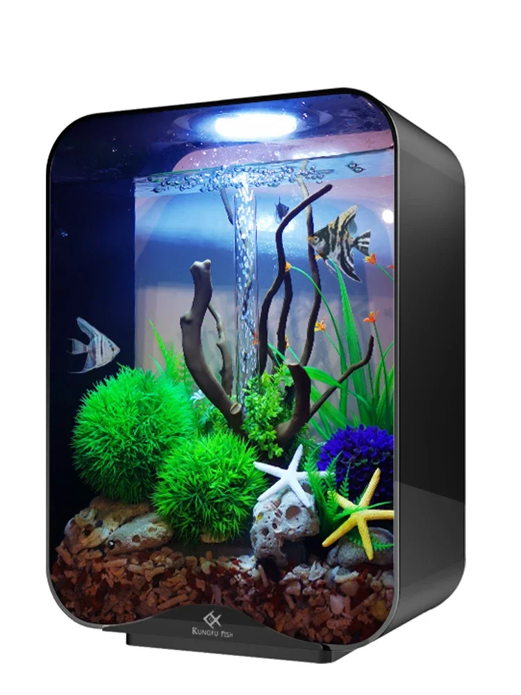 

Creative Fish Tank Desktop Living Room Mute Oxygenation Small Fish Tank Landscaping Free Water Change Three-color Light Aquarium