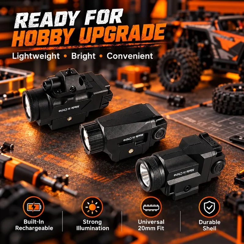 High Brightness WL14 Flashlight, 20mm Rail Mount Under Light with Built-in Rechargeable Battery