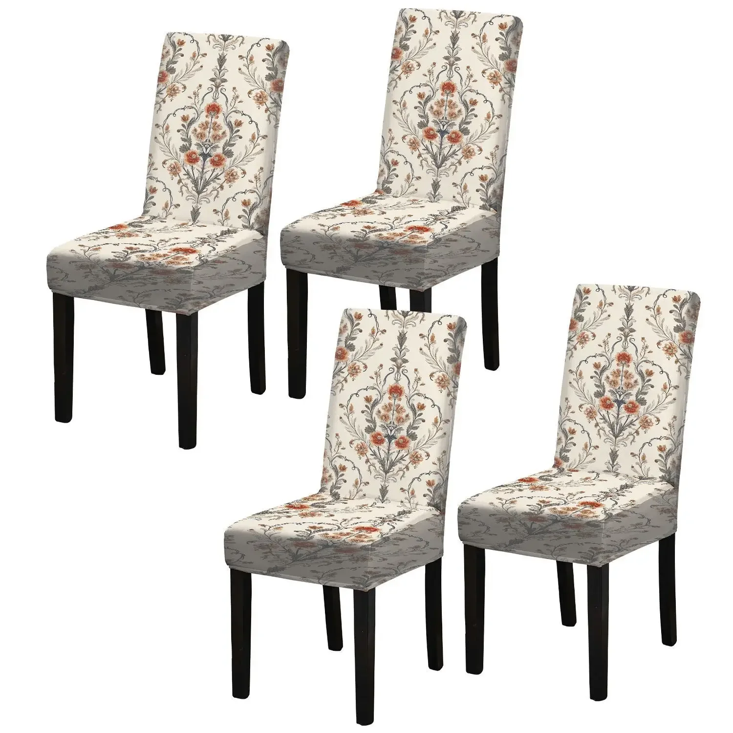 Elastic dining chair cover, removable and washable home decor items, classic floral print pattern