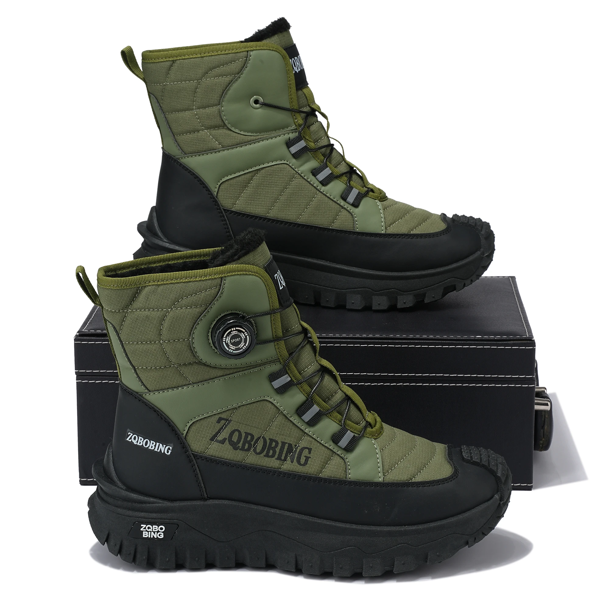 Winterfleece-gefütterte warme High-Top-Herrenstiefel, vielseitige Herrenstiefel im koreanischen Stil, verdickte leichte Baumwollschuhe, trendige Outdoor-Schneestiefel. – Detail 2