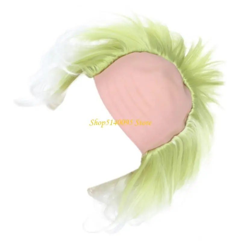 

Dxae Green с лысыми шапками Клоун Краткий Кудрявый лысый парик Omber Movie Comsplay Wigs