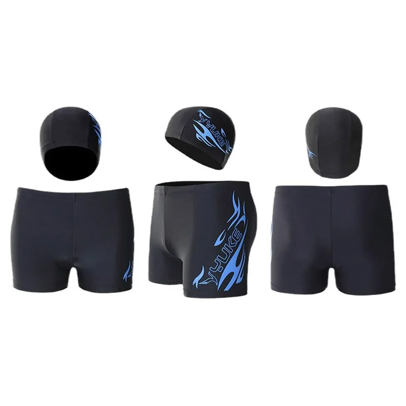 Maillot de bain confortable à séchage rapide pour homme, ensemble de lunettes de natation, short de bain pour homme, bonnet imprimé, 40-100kg, 2022