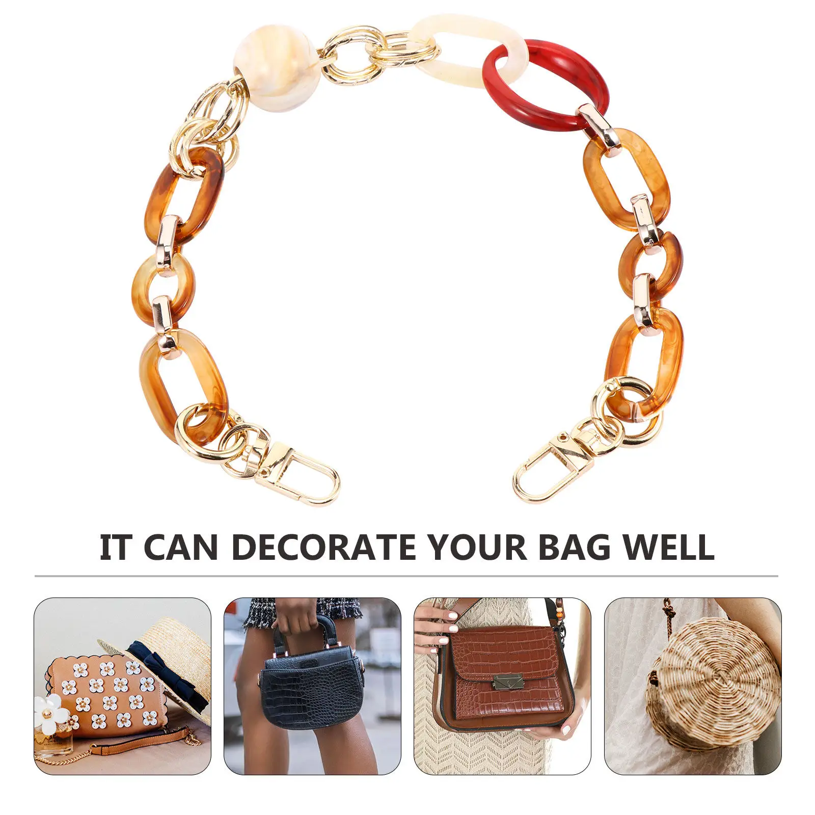 Acrylic Strap Bag Decorative Strap Chain Acrylic Bag Chain Replacement Retro Style Tote Purse Accessory Lightweight Gift - view 6