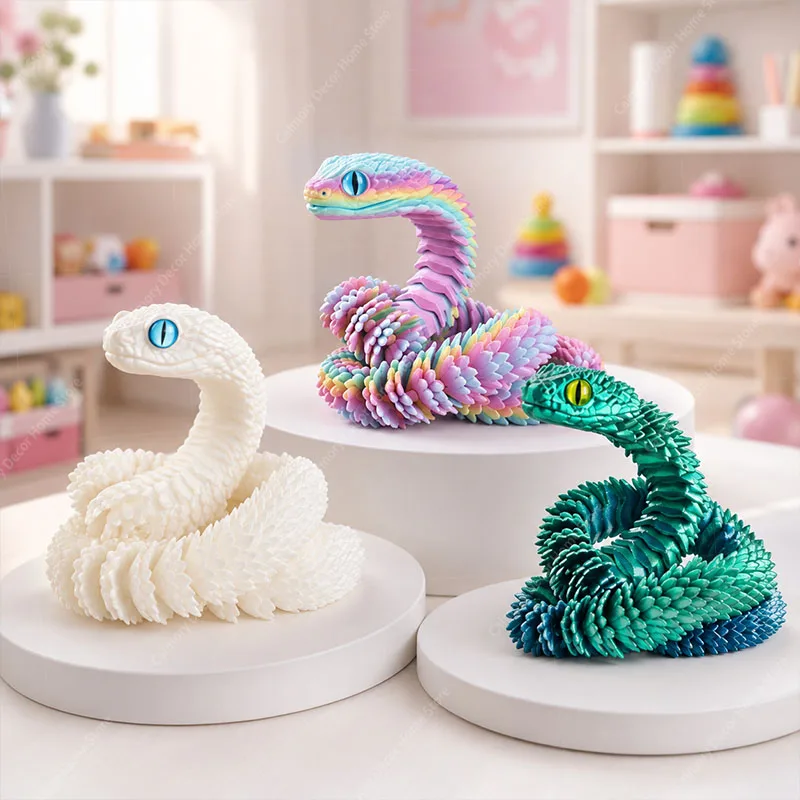 3D Kreativ Gedruckte Spielzeuge Schlangenmodell Sensorisches Spielzeug Desktop-Ornament 3D-Gedruckte Schlangen-Figur Bewegliche Schlangen-Sammlerstücke – Detail 4