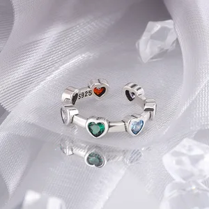 100% solide 925 Silber Herzherzringe für Frauen grün rot einfach Stein Retro Anillos Festa Party Geschenke Accessoires 8 Hauptverkäufe Silberring mit Green Stone - №5