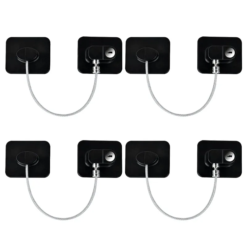 Fridge Lock 4 Pack Refrigerator Lock with Keys for Cabinet Locks Drawers and Child Safety Cabinet Locks 3M Adhesive No Drilling