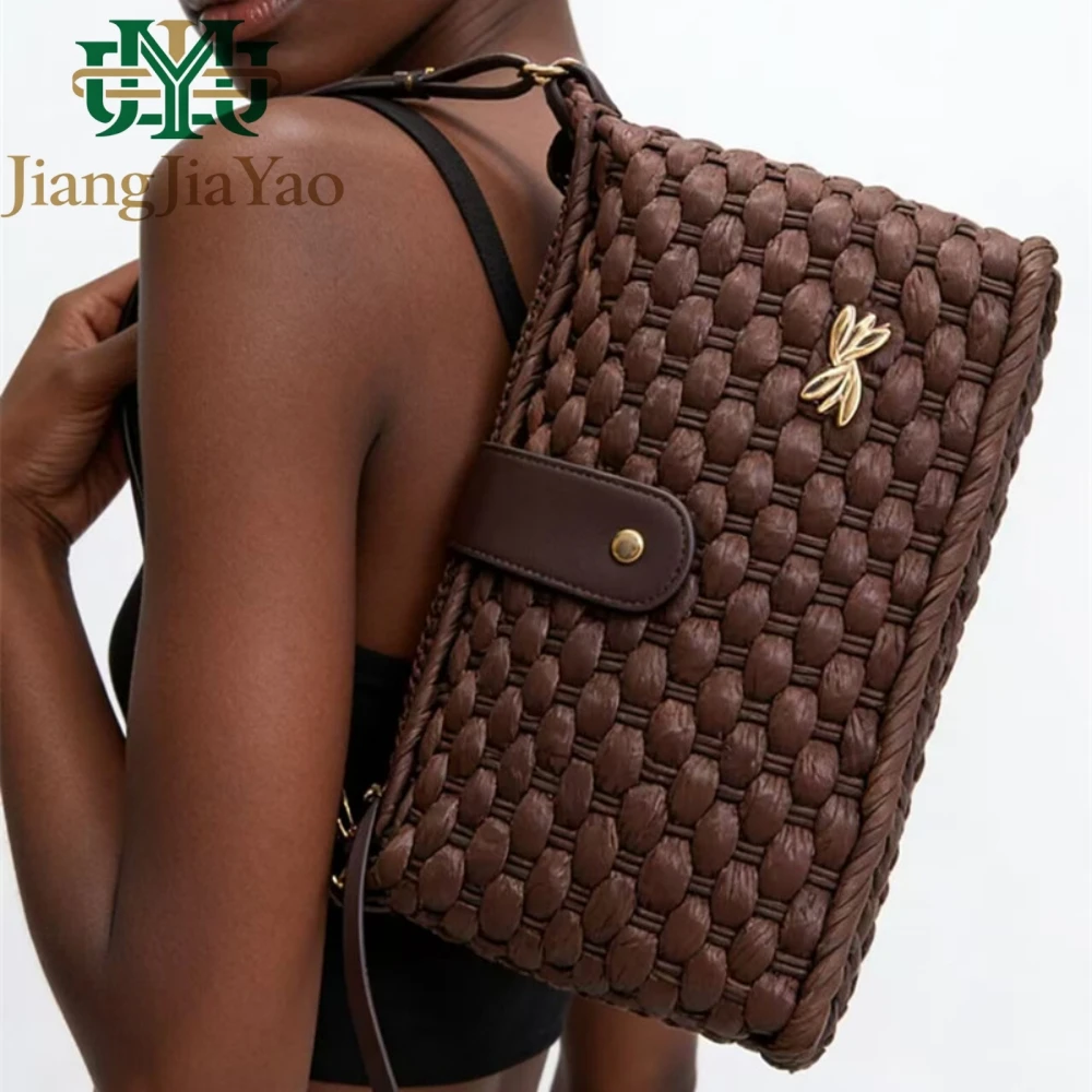 

Women's Vacation Grass Woven Bag 2026 Summer New Fashion Woven Shoulder Bag Armpit Bag Ladies Casual Versatile Woven Bag