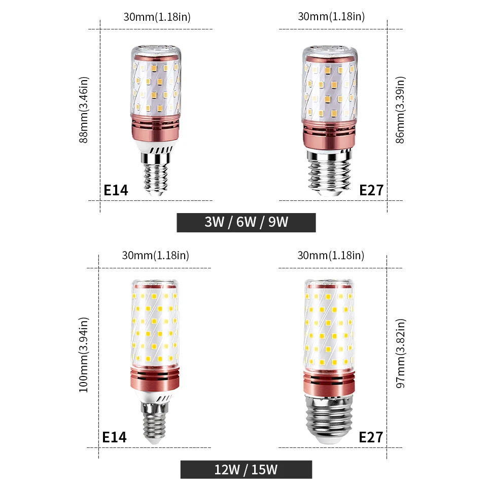 4PCS LED Corn Bulb Light E27 E14 SMD2835 Warm White 3000K Cold White 6000K Natural Light 4000K AC85-265V For Home Decoration