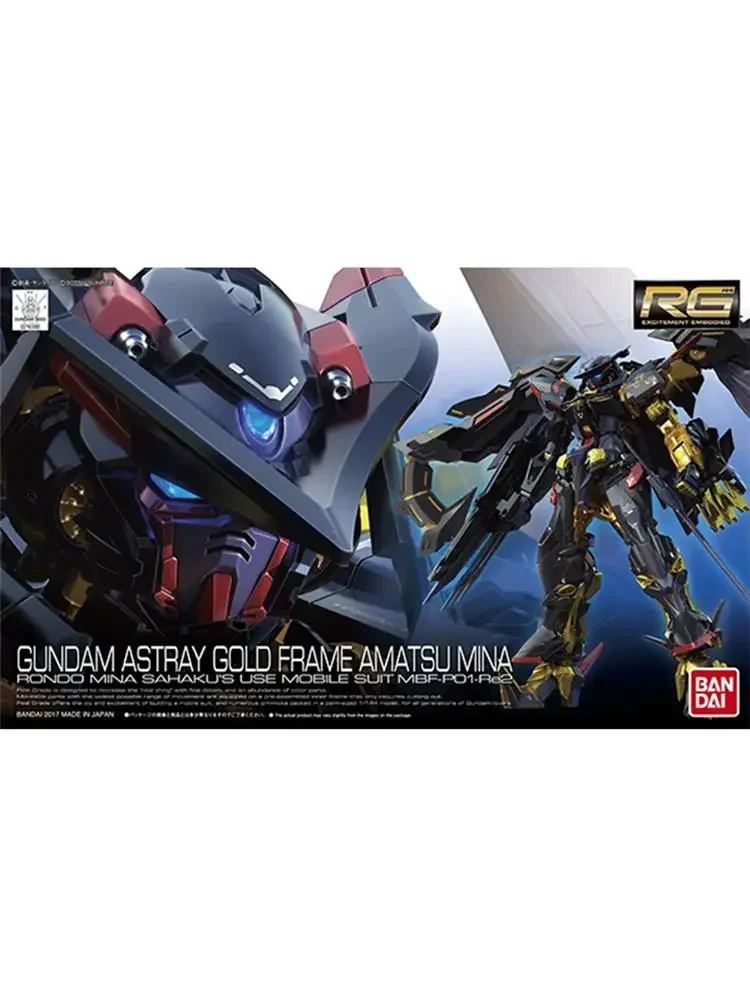 Bandai-Gundam ASTRAY Ouro Anime Figura, modelo original de brinquedo para menino, coleção de ação, montagem PVC, 1: 144 MBF-P01-Re2, Em estoque