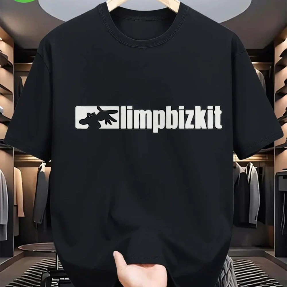 Men'S Heavy Black Graphic Tee Featuring A Limpbizkit Design Styled with A Kangaroo-Inspired Print This Casual Round Neck Shirt