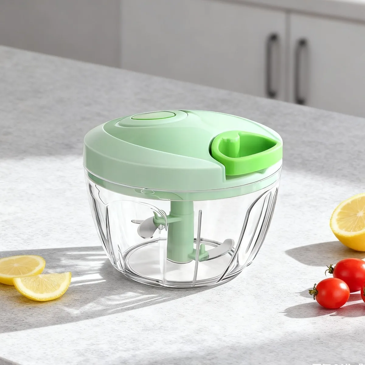 

1Pc Manual Food Chopper with Container Sharp Blade Hand Pull Chopper for Onion Garlic Vegetable Nut Salad Cooking Tools