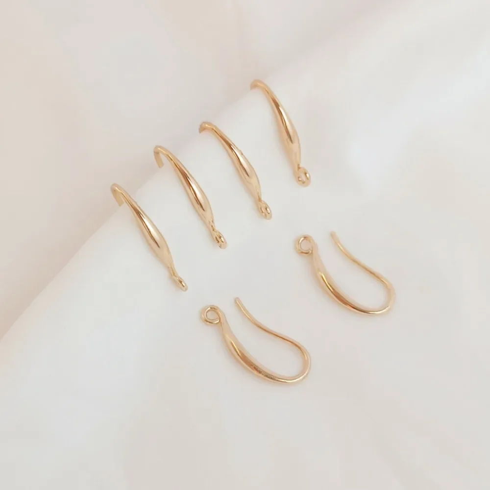 14K مطلية بالذهب السلس الهلال على شكل أقراط الأذن السنانير مع حلقات معلقة Diy بها بنفسك شبه الانتهاء شرابة الأذن هوك أقراط اكسسوارات #5