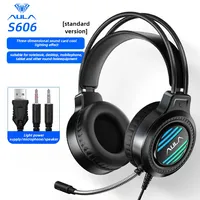 AULA S606 Wired Gaming Headset RGB Cool Lighting Effects Noise Reduction Computer Floating Headband With Mic for Esports Gamer