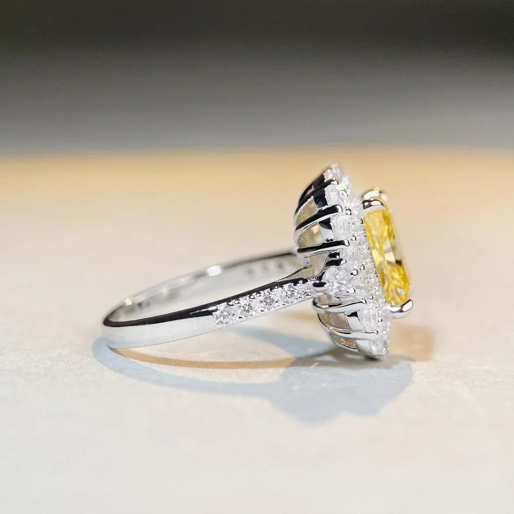 GoldEclat  Luxury white gold solid platinum PT950 Ring Women's High-Grade Diamond Ring with Full Diamond