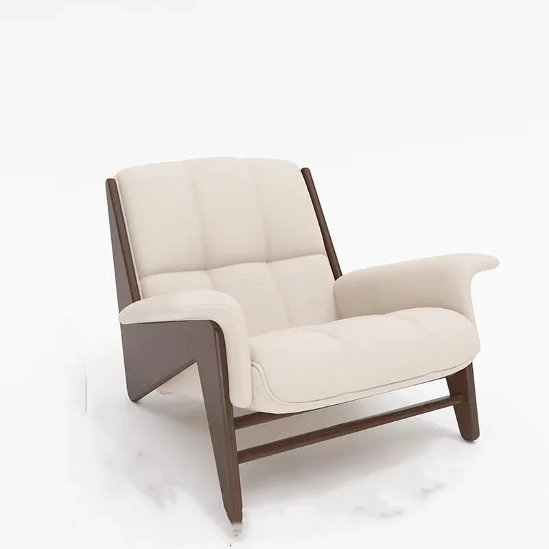 

Wabi Wind Living Room Single Sofa Chair Designer Black Walnut Solid Wood Leisure Chair Sales Office Hotel Clubhouse Reception