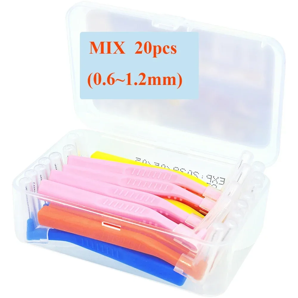 vvocci 20pcs  orthodontic dental tool shapeInterdental brush With Box0.6-1.2mm L teeth cleaning toothpick oral hygiene dental