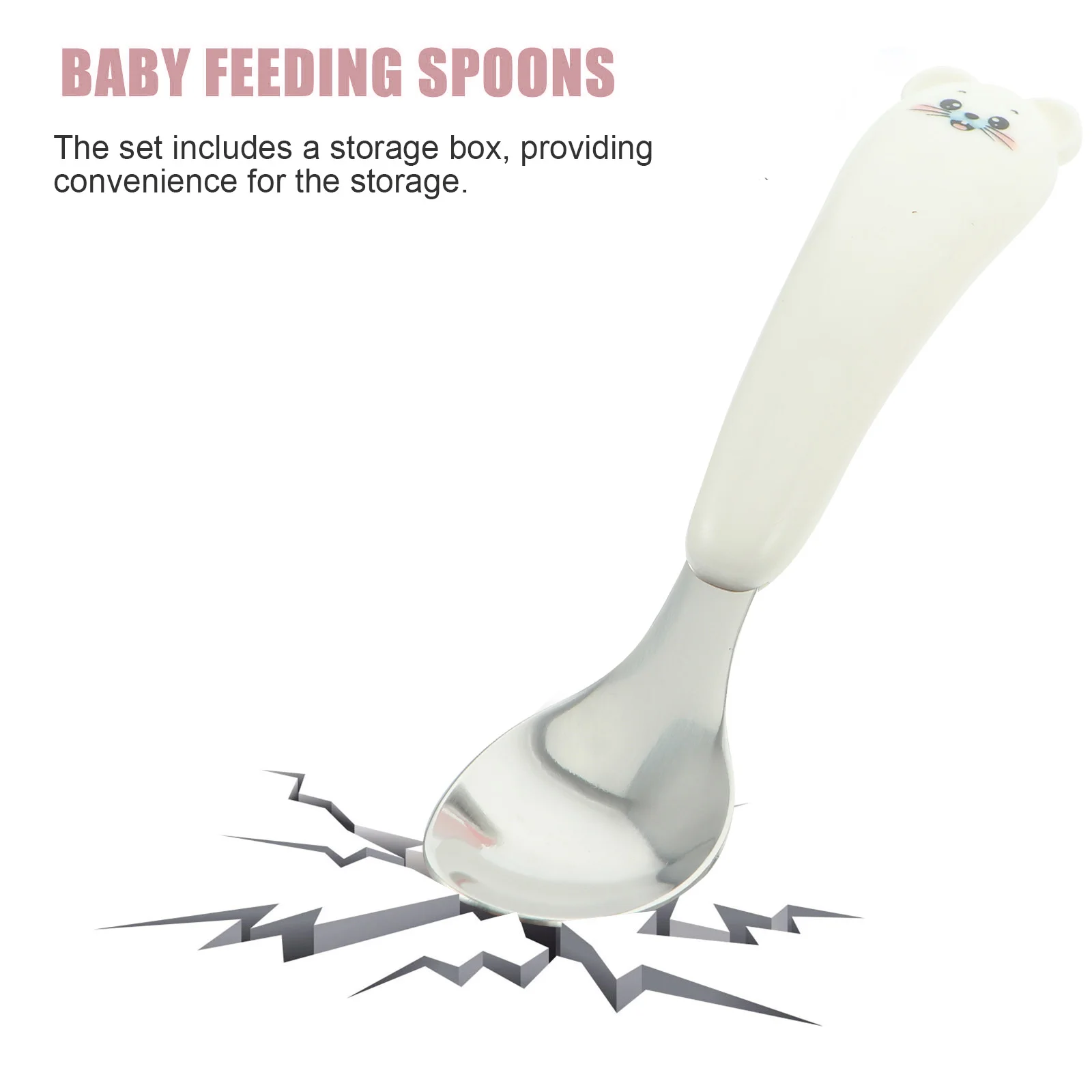

Stainless Steel Spoon Fork Set 2PCS Kids Cutlery Portable Anti Rust Baby Tableware Ergonomic Storage Box