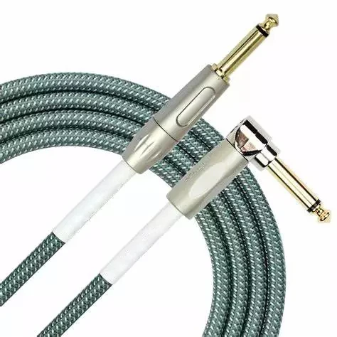 Manufacturer Right Angle Plug Braided Guitar Audio Instrument Cable Bass Cable 20ft 6.35mm Best Electric Guitar Cable