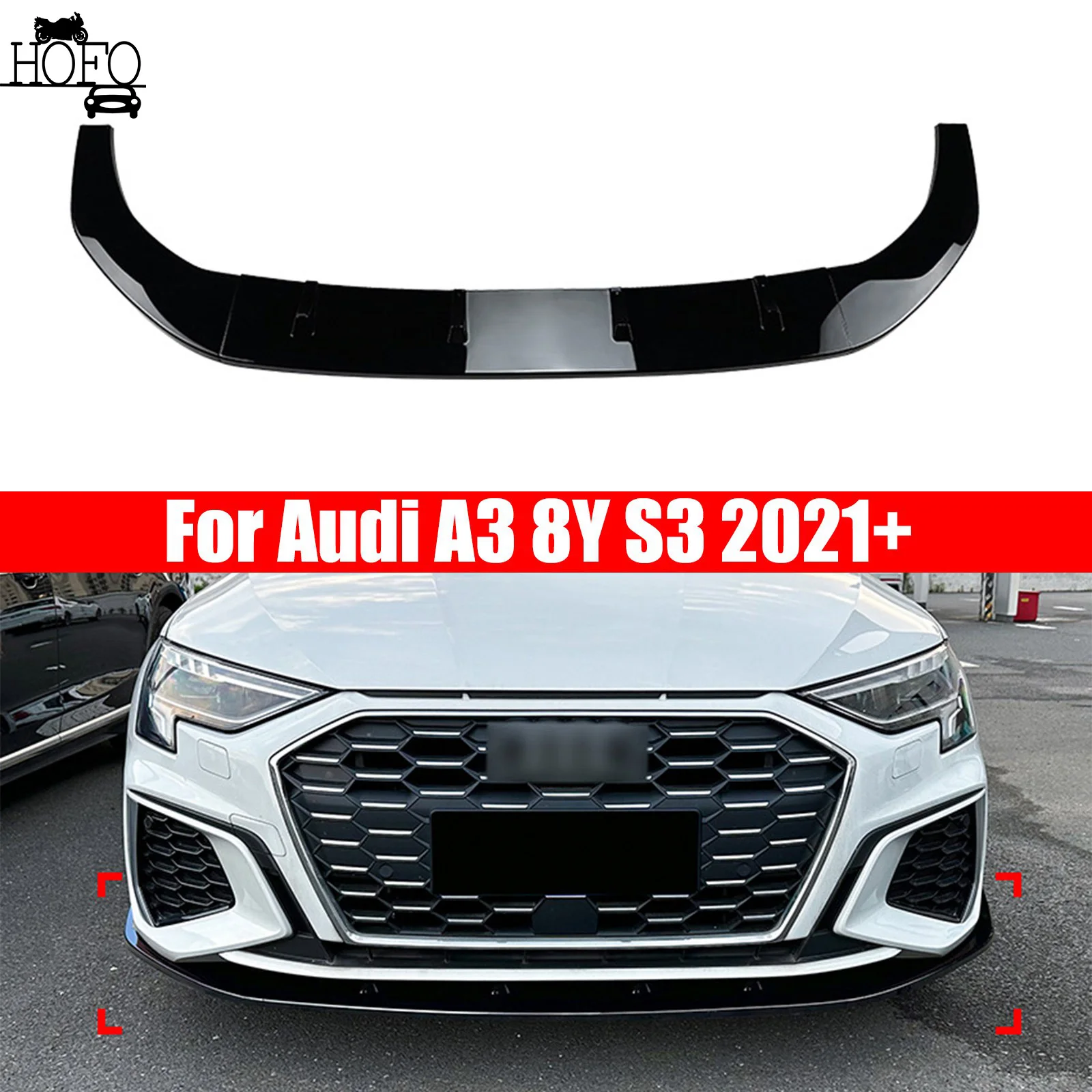 

Car Front Bumper Spoiler Lip Splitter Body Kits Tuning Accessories Carbon Fiber Look For Audi A3 8Y S3 2021-UP