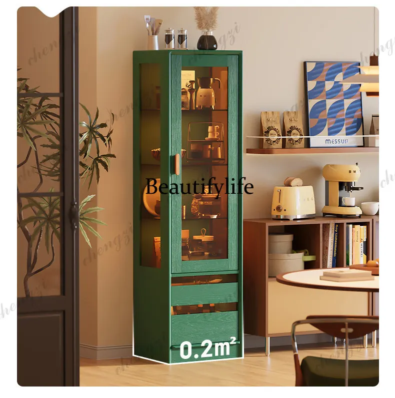 Glass wine cabinet display cabinet, new living room for home use, solid wood storage, display, shelves