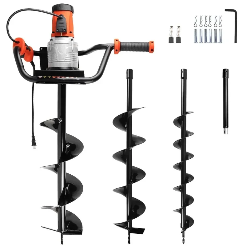 00W Post Hole Digger Drill with 4 Inch Auger Bit Garden Tree Plng