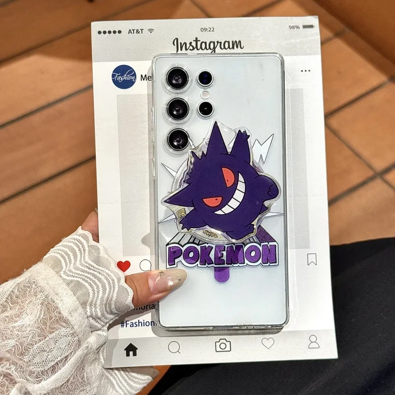 

Cute anime Pokemons Gengar ghost elf Magsafe Wireless Charge Case for Samsung S22 S23 S24 S25 Ultra Plus Note10 Magnetic Holder