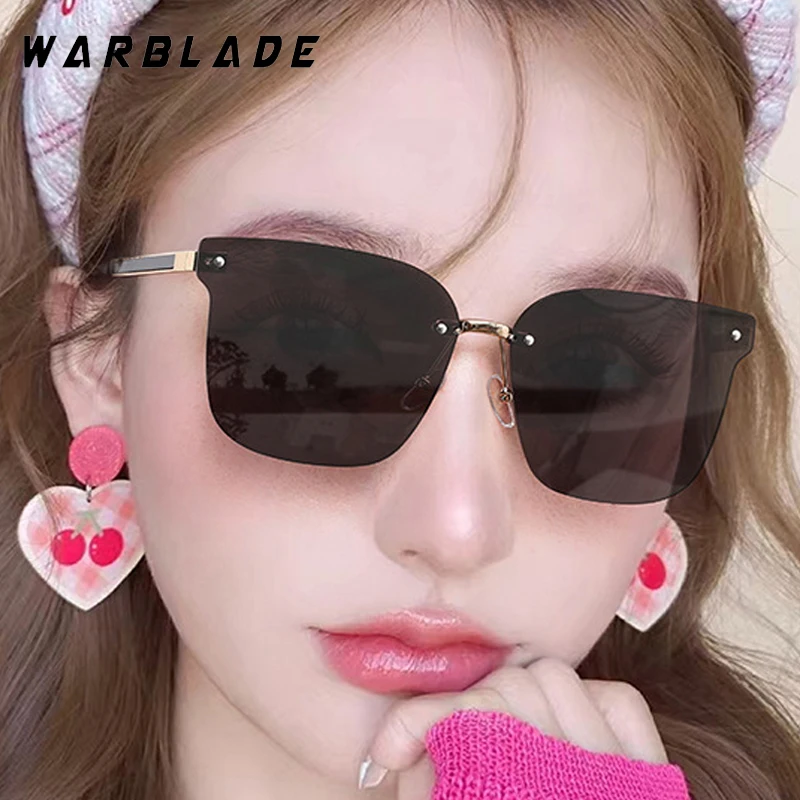 

Vintage Big Square Rimless Punk Women's Sunglasses Luxury Brand Designer Outdoor Sunglass Men Summer Travel Female Shades UV400