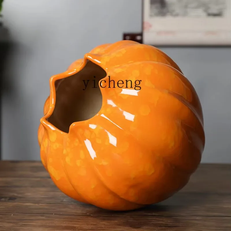 HP-25  American Style Pumpkin Vase Ornament Orange Modern Star Fruit Decoration Living Room Creative Ceramic Internet