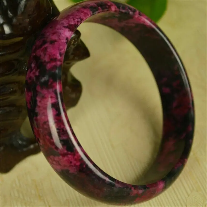 

Beautiful Peach Blossom Hetian Jade Bangle Natural Hand-Carved Bracelet 65-67mm