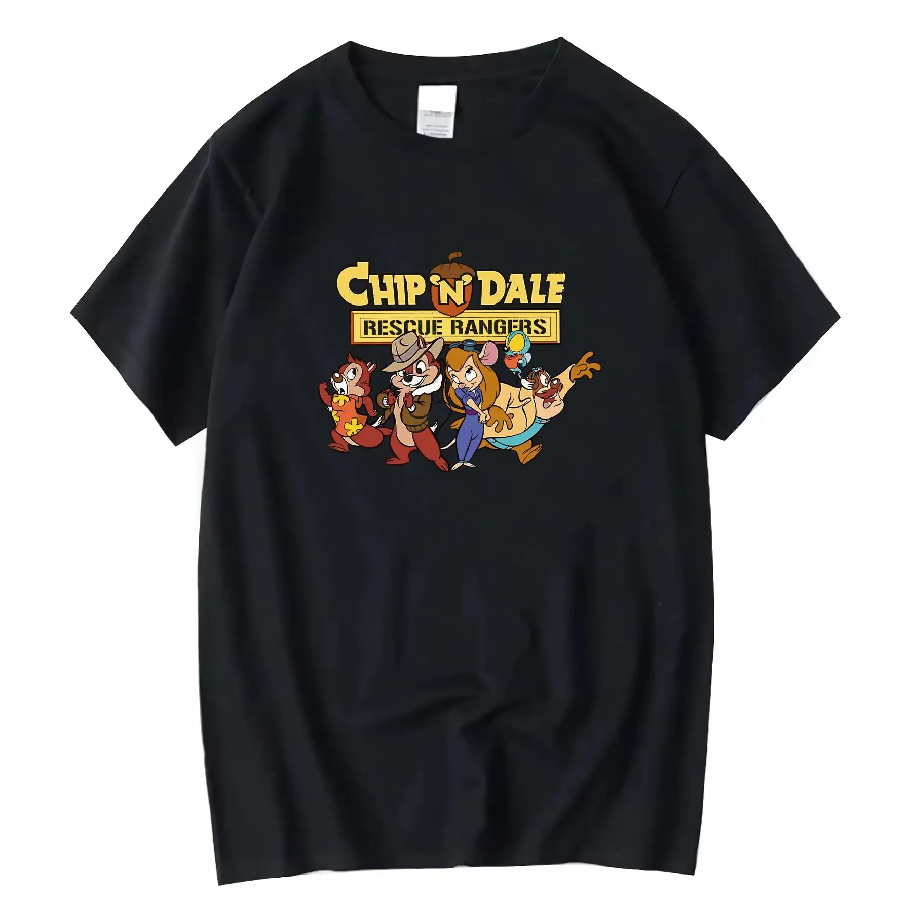 تي شيرت نسائي من Chip 'n' Dale Rescue Rangers تي شيرت ناعم من الفسكوز برقبة دائرية للربيع والصيف والخريف والسفر عتيق مغسول للجنسين #1