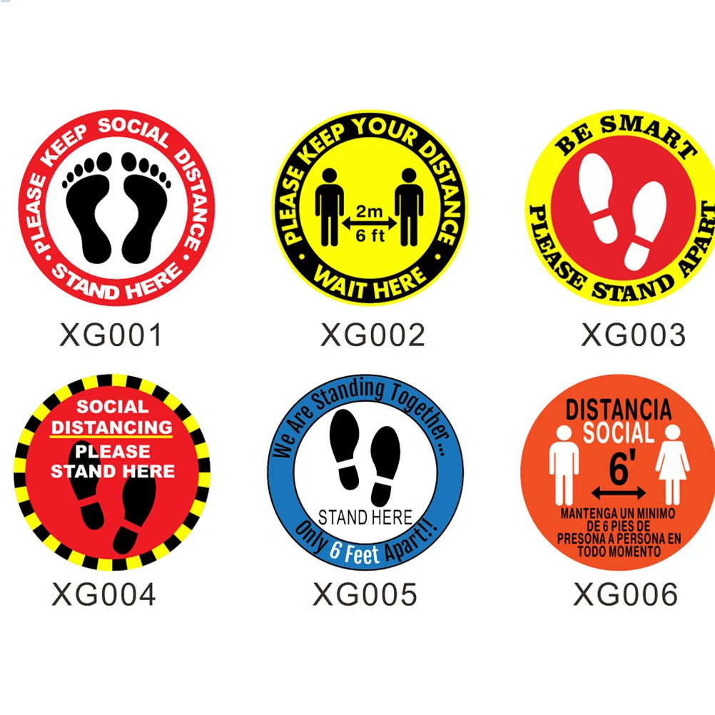 5 Sheets Pvc Safety Distance Stickers Round Self-Adhesive Decals For School Mall Public Places Keeping Distance Sticker School