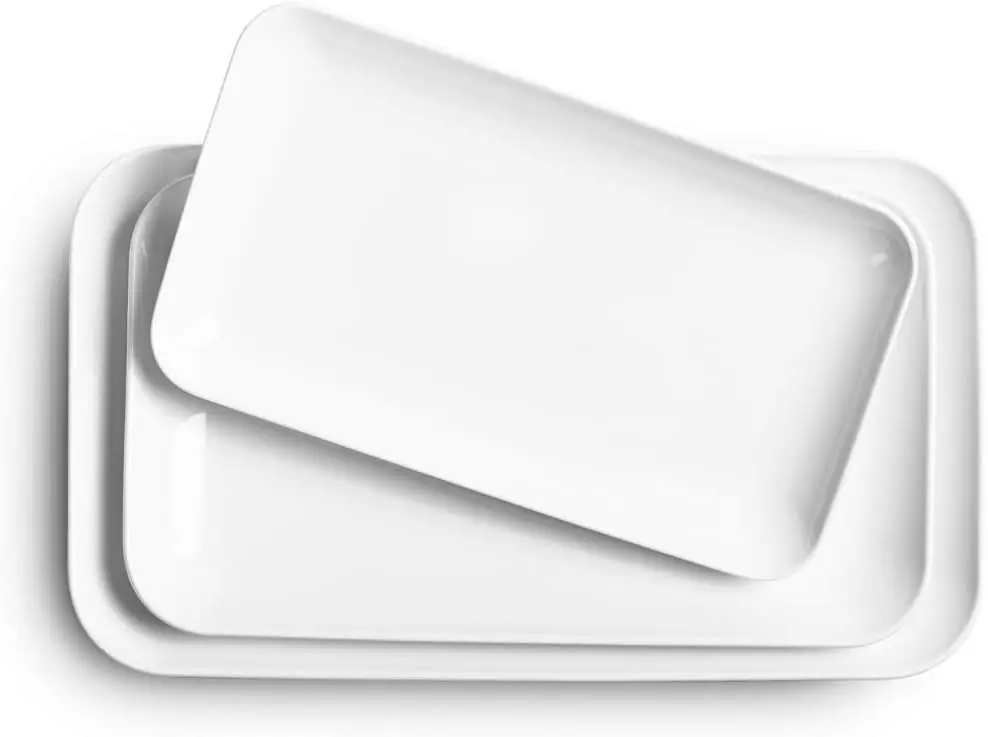 

Large Serving Platter Set 16/14/12inch Large Serving Tray - Rectangular White Serving Trays for Party, Turkey Platter Se