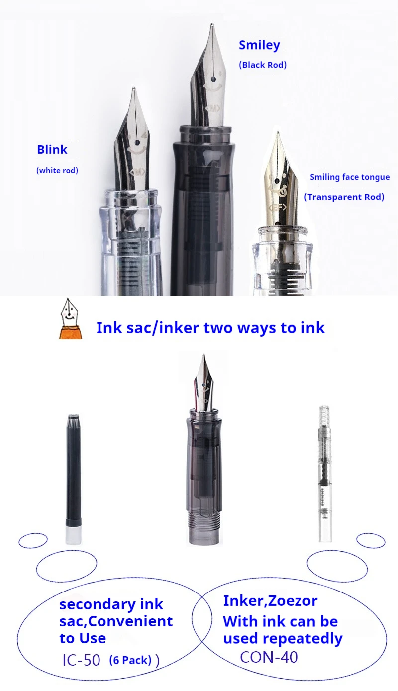 PILOT Kakuno FKA-1SR Smile Füllfederhalter, transparente Farbe, F/M-Spitze, glattes Schreiben für Kalligrafie-Übungen, japanisches Schreibwarenprodukt – Detail 6