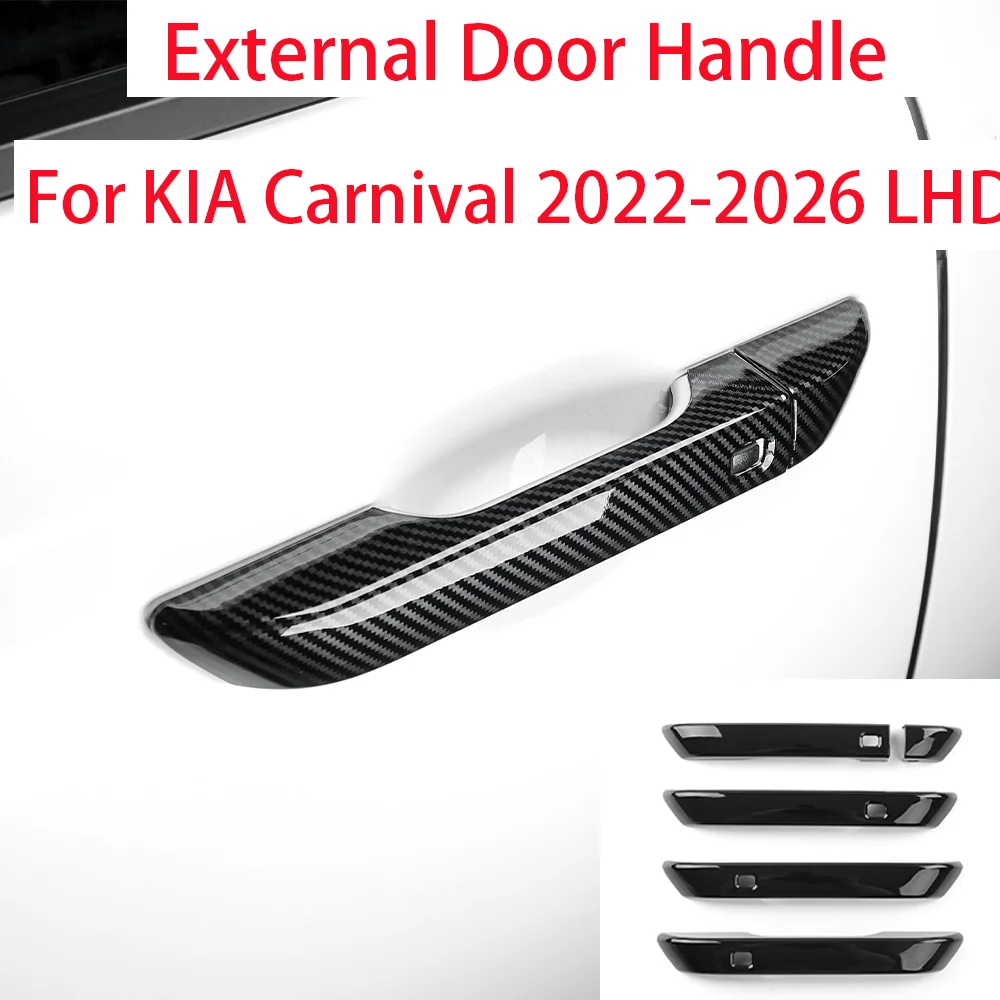 

Накладка на дверную ручку из карбона/черного ABS-пластика для KIA Carnival 2022-2026, леворульные модели, аксессуары для экстерьера автомобиля