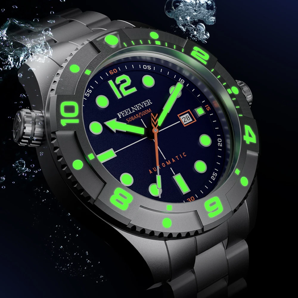 Sports Automatic Watch Men 500M Diver Watch Luxury Mechanical Wristwatches 47mm Super Luminous Sapphire Crystal Clocks FEELNEVER