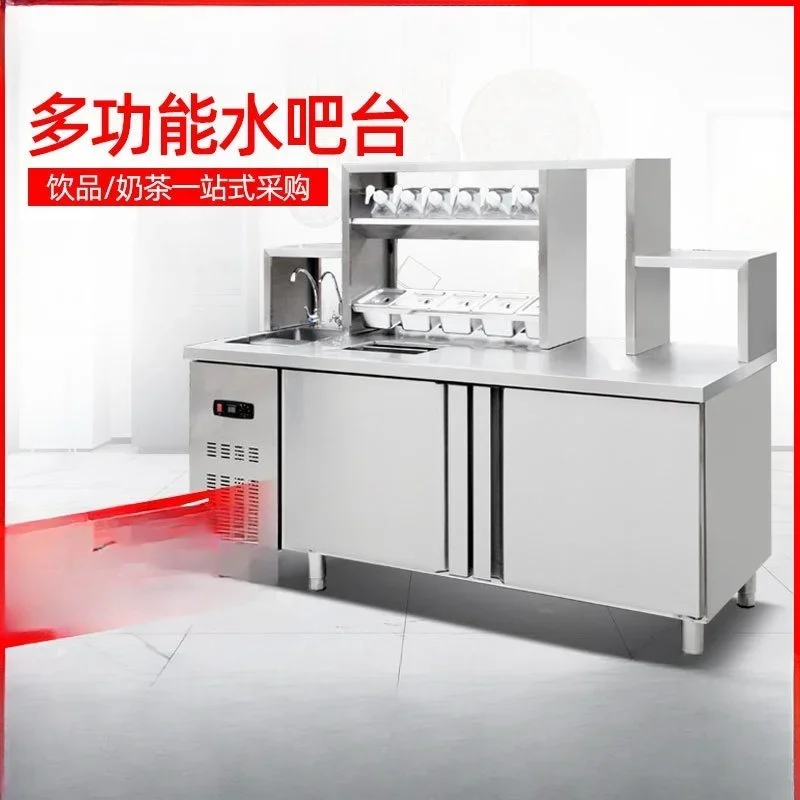 Milk tea shop operation table, double temperature refrigeration and freezing workbench