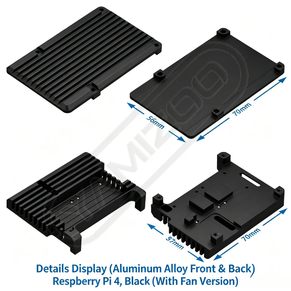 Metallgehäuse für Raspberry Pi 4/B+ Aluminiumlegierungsbox 4B Montage-Kühlung – Detail 2