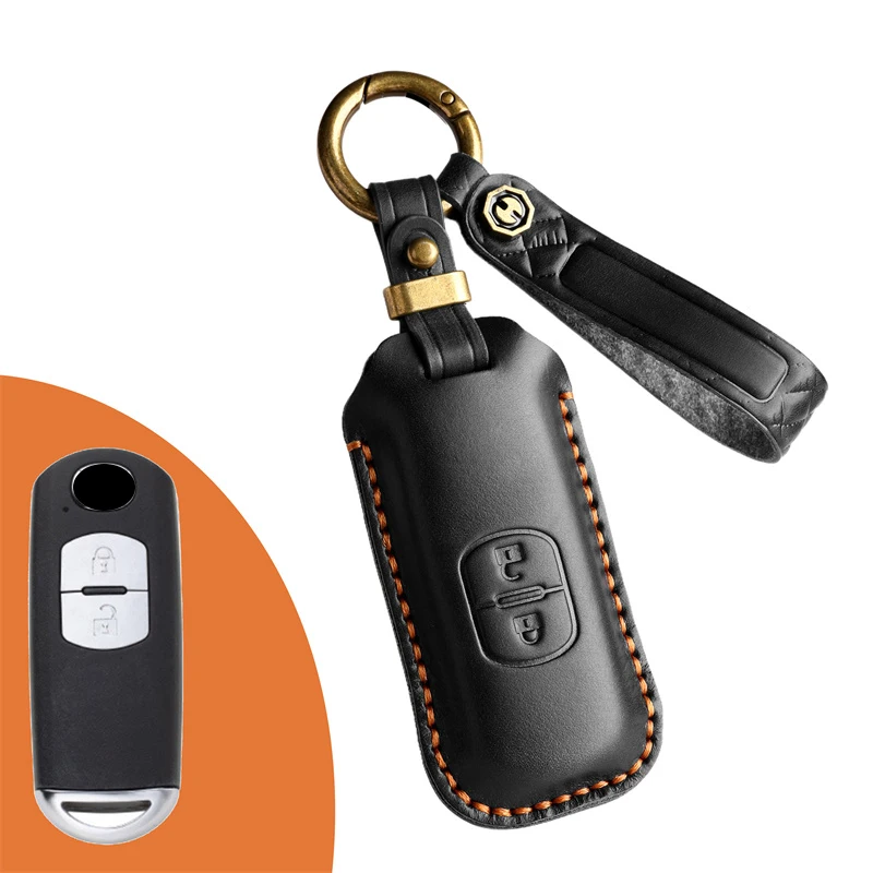 New Leather Car Key Case Full Cover Shell For Mazda 2 3 6 Axela Atenza CX-5 CX5 CX-7 CX-9 2014 2015 2016 2/3button