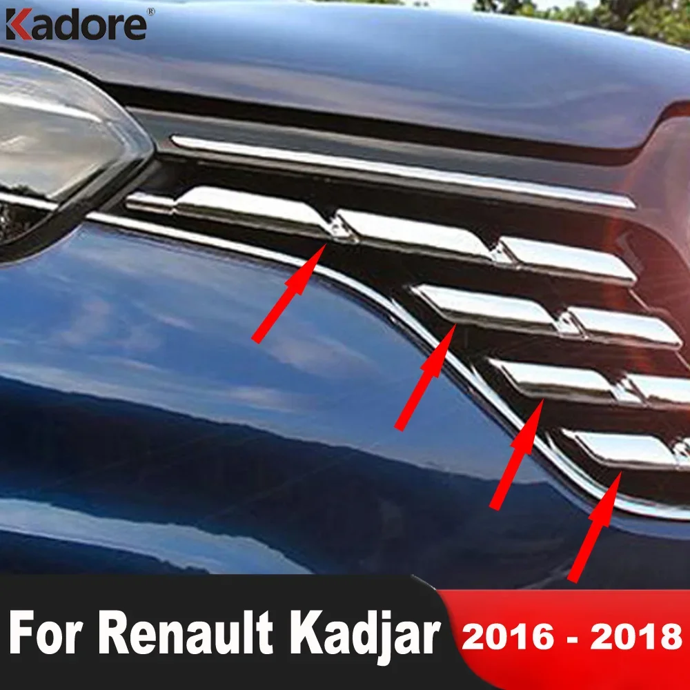 

Для Renault Kadjar 2016 2017 2018, ABS хромированная передняя центральная решетка автомобиля, крышка гриля, накладка, гоночная решетка, литьевая полоса, аксессуары