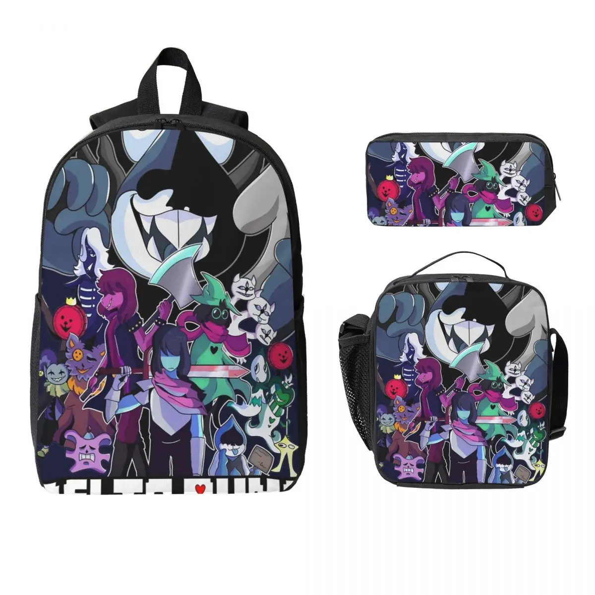 

3 шт., школьные сумки Delta Rune, набор для детей, пеналы Kriss Deltarune, наборы рюкзаков с ланч-бокс для школьников, рюкзак