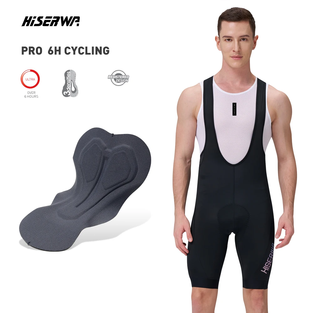 

HISERWA High Quality Men Cycling Bib Shorts Road Bicycle Pant 6H Ride Pad Cycling Bib Shorts Professional Downhill Bicycle Tight