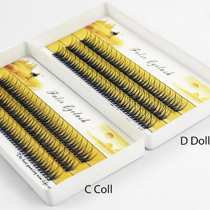 1 Box/120 Bunches Mink Eyelashes Natural 3D Russian Individual Eyelash cluster Makeup tools Fish Tail False Eyelashes wholesale