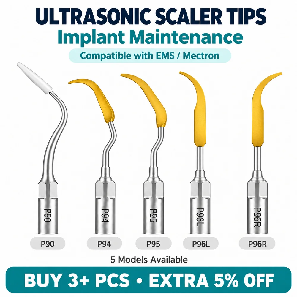 For EMS Mectron W&H Woodpecker Refine MaxPiezo 7+ Implant Maintenance Dental Scaler Kit Scaling Handpiece Tips P90 P94 P95 P96L