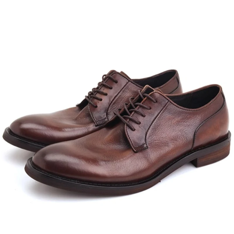 

Дизайнерская обувь из натуральной кожи в стиле ретро, мужская модная повседневная деловая формальная свадебная обувь премиум-класса, мужские туфли-дерби, Zapatos De Hombre