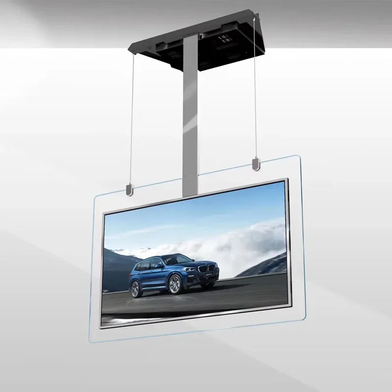 NEW Thin Ceiling Mounted Dual Sides Transparent Screens Hanging Double Sided LCD Display Digital Signage Advertising Player