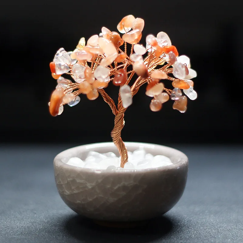 Natural citrine tree cornucopia fortune tree handmade creative home decoration
